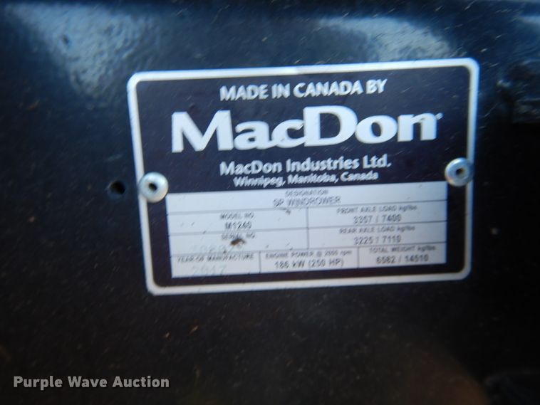 image for item DJ4932 2017 MacDon M1240  windrower