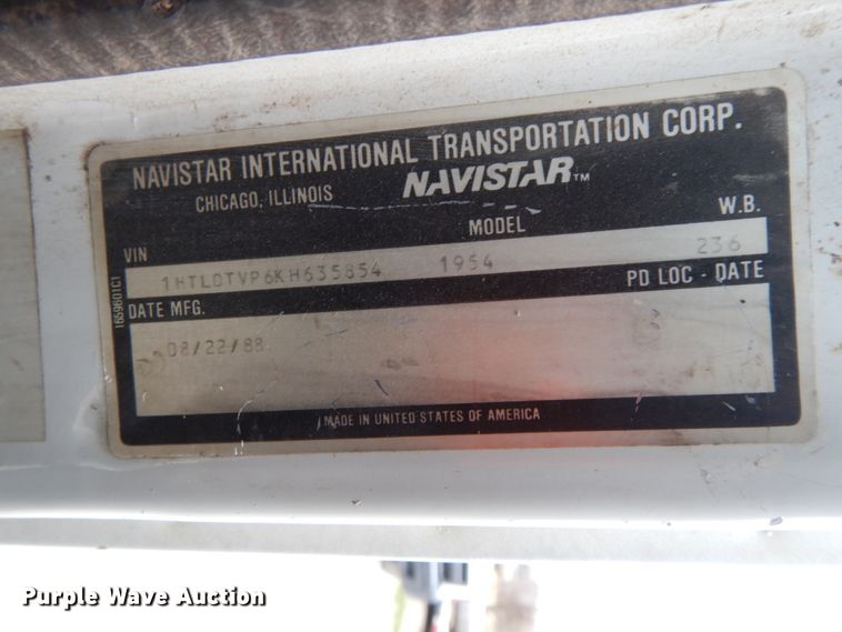 image for item DF6347 1989 International 1954  truck cab and chassis