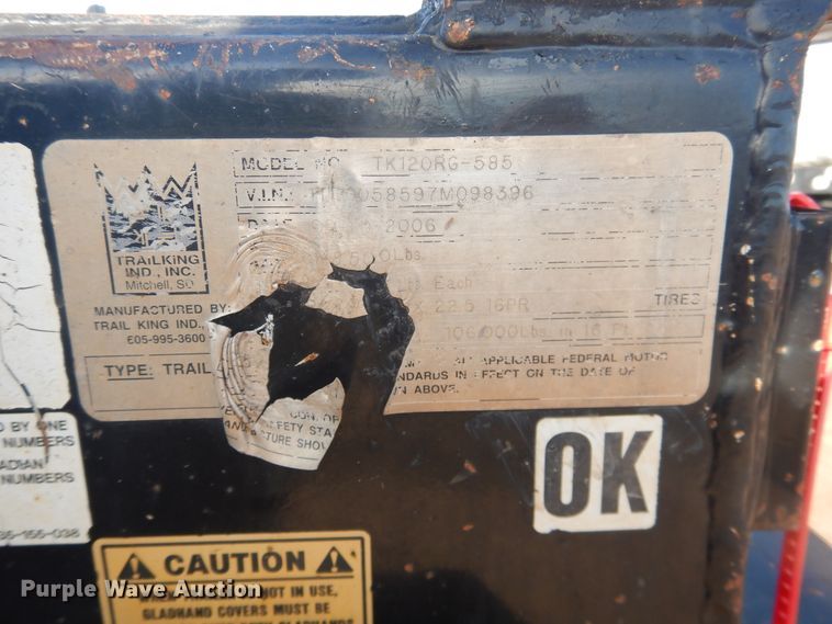 image for item DG8457 2007 Trail King TK120RG-585 oilfield trailer