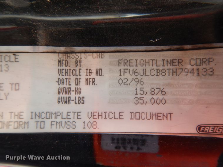 image for item DJ8198 1996 Freightliner FL80  pumper fire truck