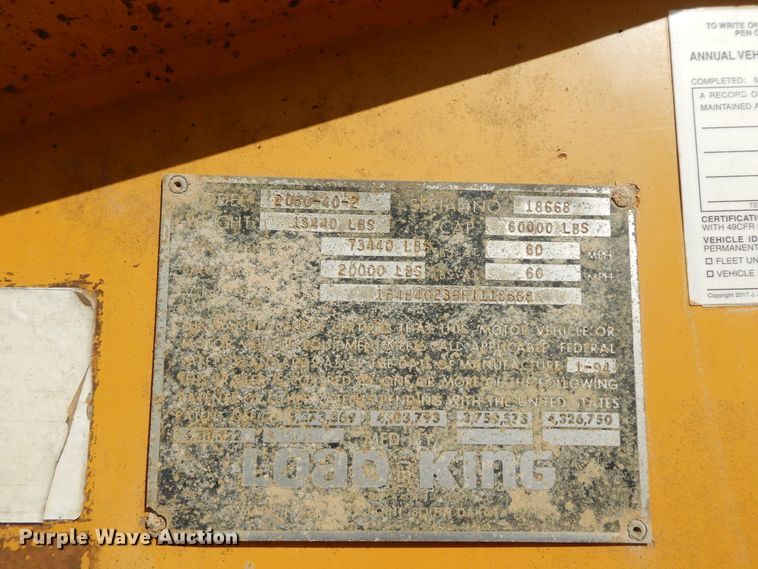 image for item GG9319 1994 Load King Originator 2060  bottom dump trailer