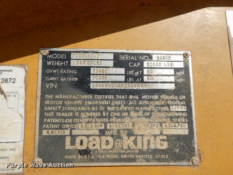 image for item GG9320 1994 Load King Originator 2060  bottom dump trailer