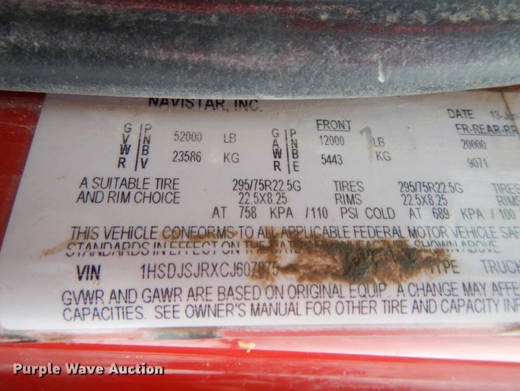 image for item GG9337 2012 International ProStar Plus Eagle  semi truck