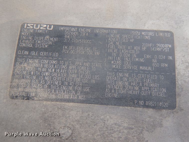 image for item HX9544 2014 Isuzu NQR  truck cab and chassis