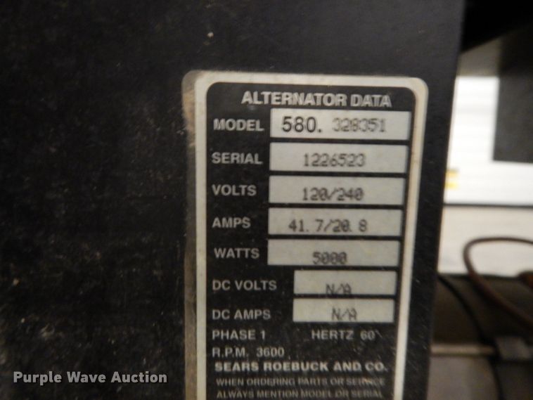 image for item DF6404 Craftsman 5000  generator set