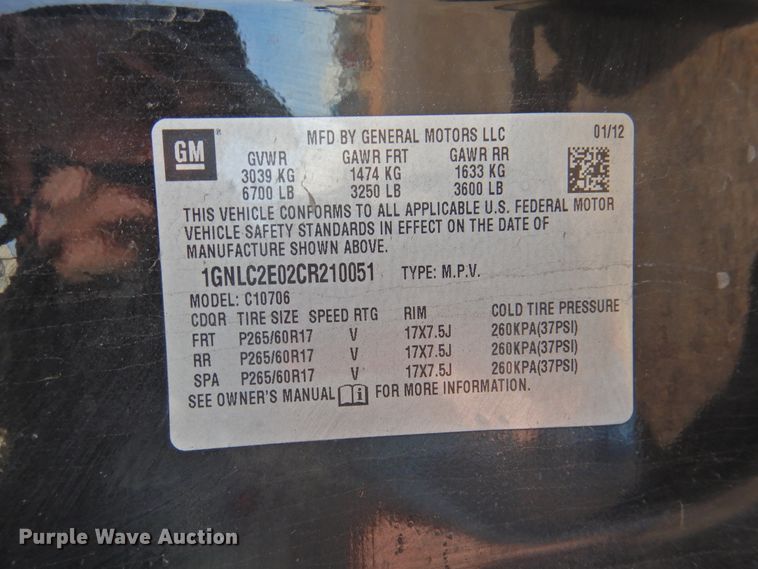 image for item DG1652 2012 Chevrolet Tahoe  SUV