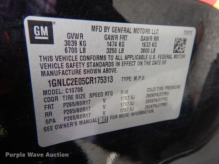 image for item DJ2811 2012 Chevrolet Tahoe Police  SUV