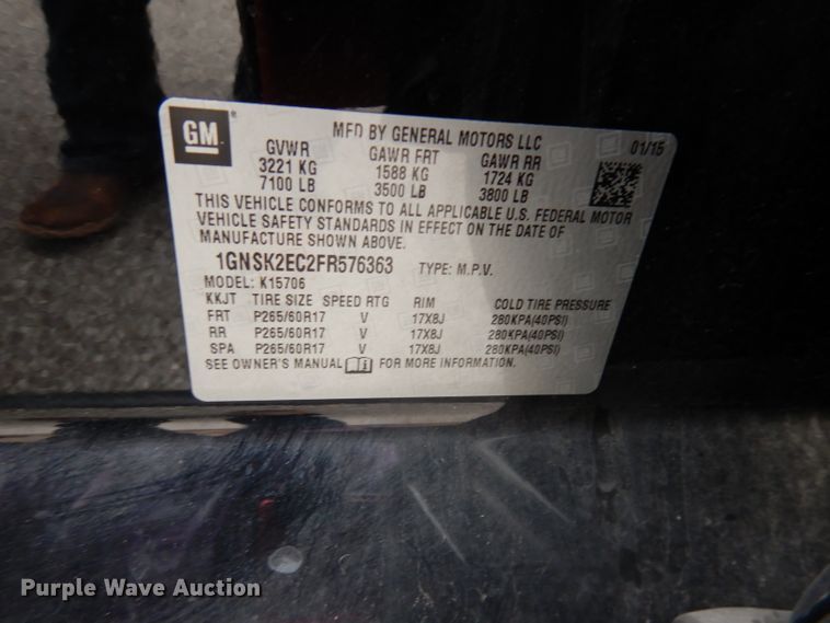 image for item DJ2840 2015 Chevrolet Tahoe Police  SUV