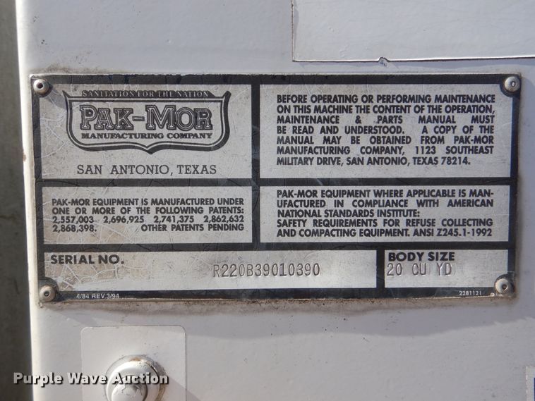 image for item DJ8623 2012 Freightliner Business Class M2  refuse truck