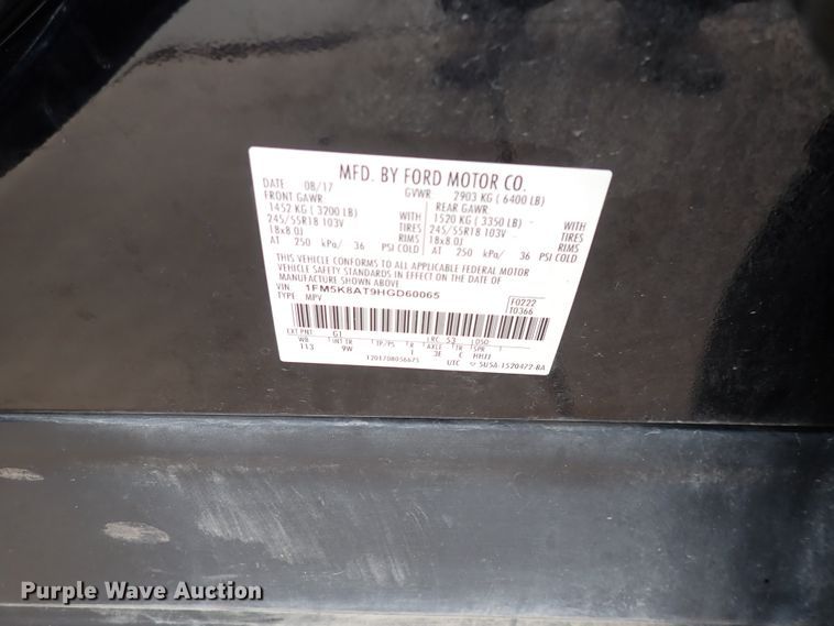 image for item HC9885 2017 Ford Explorer Police Interceptor  SUV