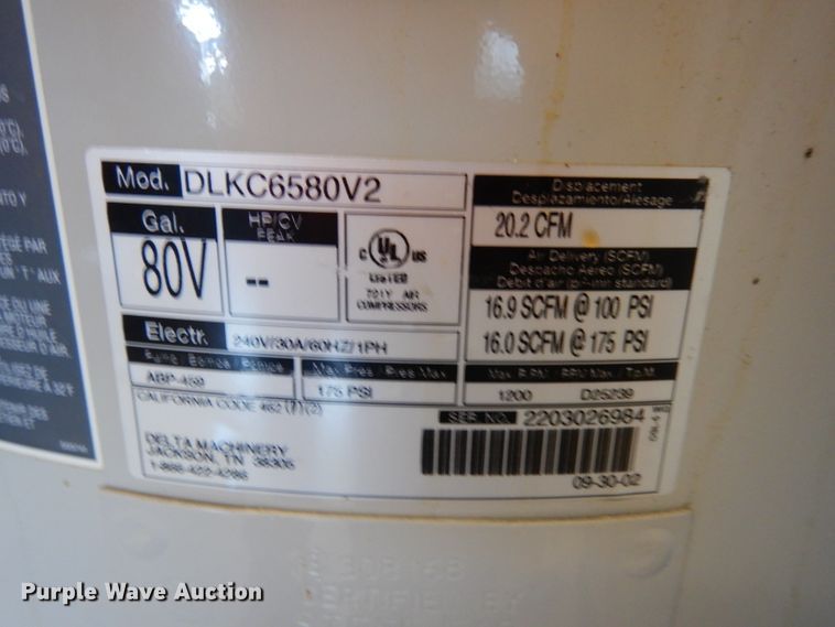 image for item HD9625 Delta DLKC6580V2  air compressor