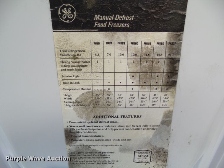 image for item HF9735 GE FH7D chest freezer