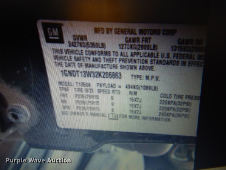 image for item HS9839 2002 Chevrolet Blazer  SUV