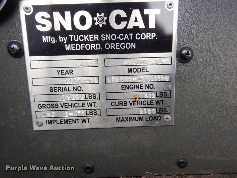 image for item HS9853 2007 Sno-Cat 173QSB-466313776  trail groomer