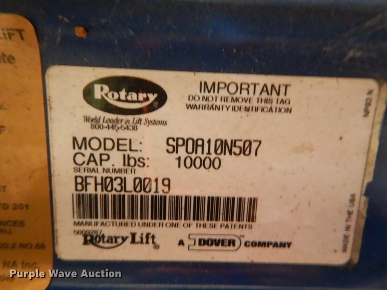 image for item HS9898 Rotary SPOA10N507 two post automotive lift
