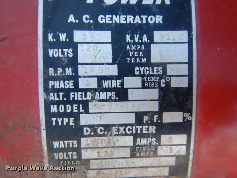 image for item IG9223 International Harvester UB-220  generator set