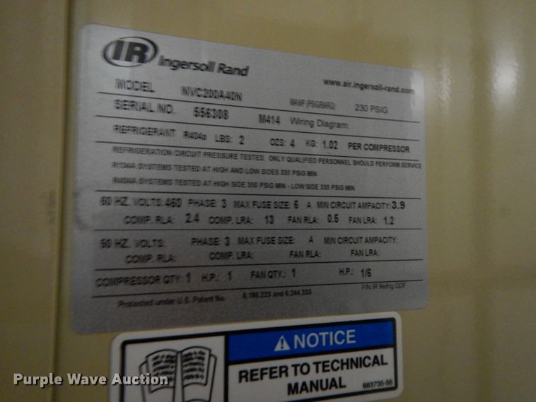 image for item DF6418 Ingersoll Rand NVC200A40N refrigerated air dryer