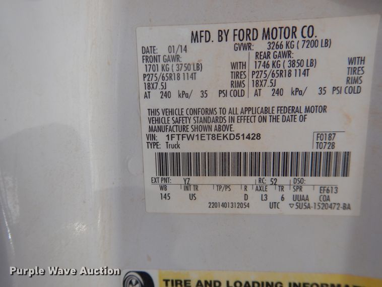 image for item DJ4947 2014 Ford F150  SuperCrew pickup truck