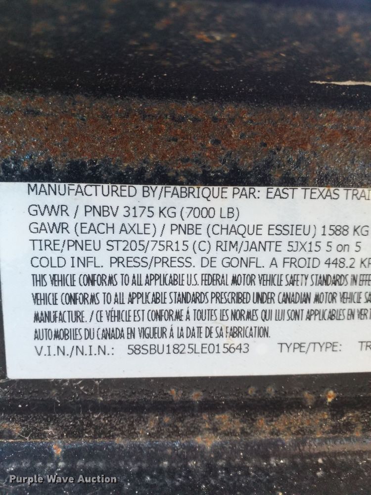 image for item DJ8211 2020 East Texas  utility trailer