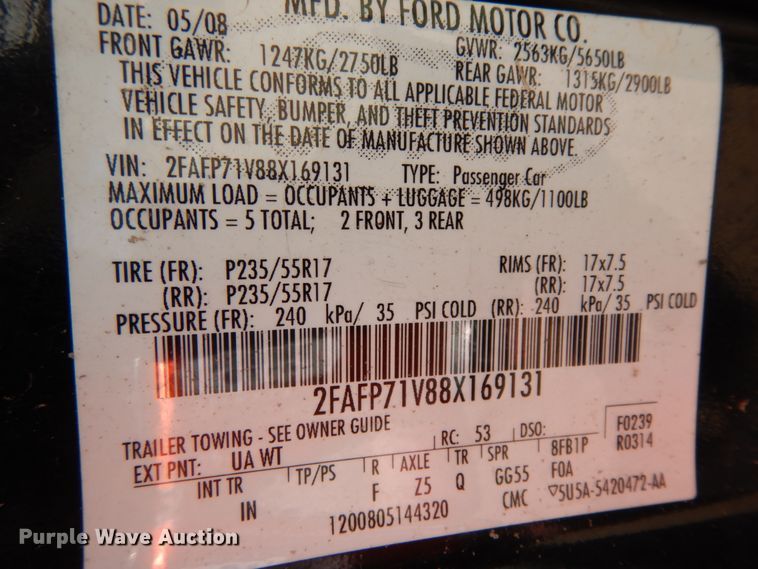 image for item DJ8230 2008 Ford Crown Victoria Police Interceptor