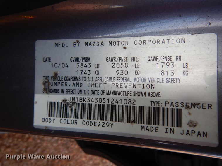 image for item DJ8234 2005 Mazda Mazda 3
