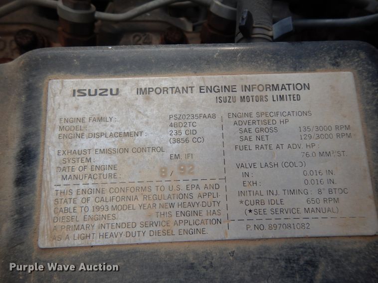 image for item DJ8236 1993 Isuzu NPR  box truck
