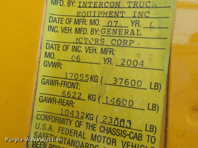 image for item DL0769 2004 GMC C7500  truck cab and chassis