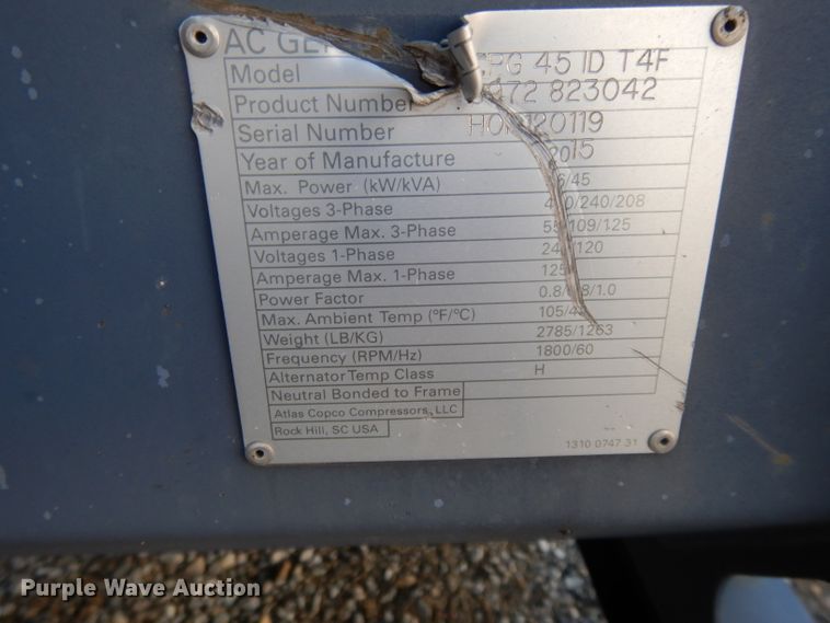 image for item DL2035 2015 CP CPG45  generator set