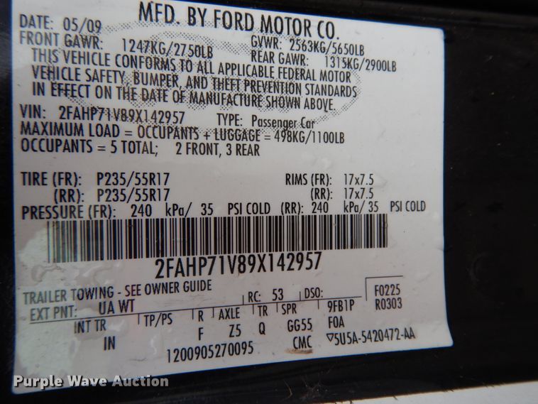 image for item DM2791 2009 Ford Crown Victoria Police Interceptor