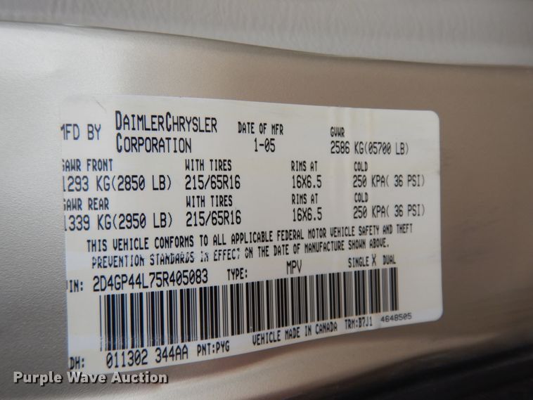 image for item DM2792 2005 Dodge Grand Caravan  van