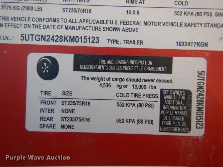 image for item FA9474 2019 Tiger equipment trailer