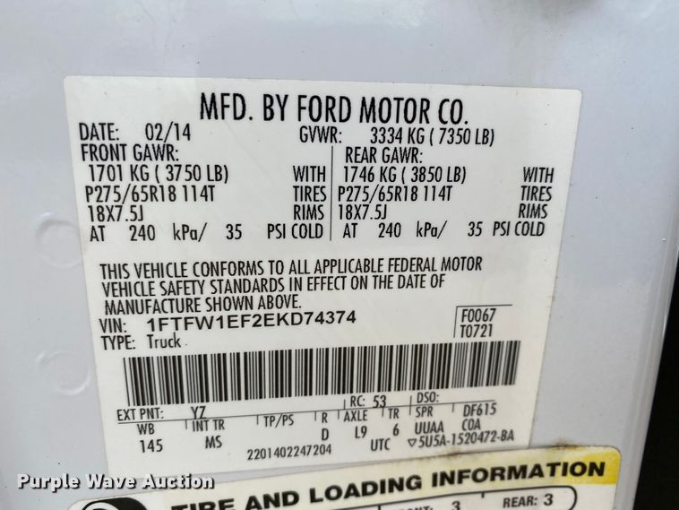 image for item HR9437 2014 Ford F150  SuperCrew pickup truck