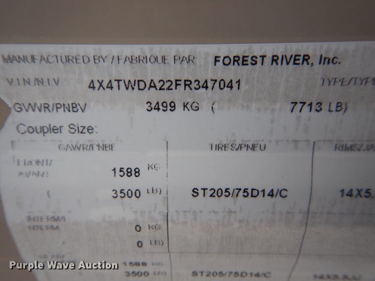 image for item HS9854 2015 Wildwood X-Lite  camper