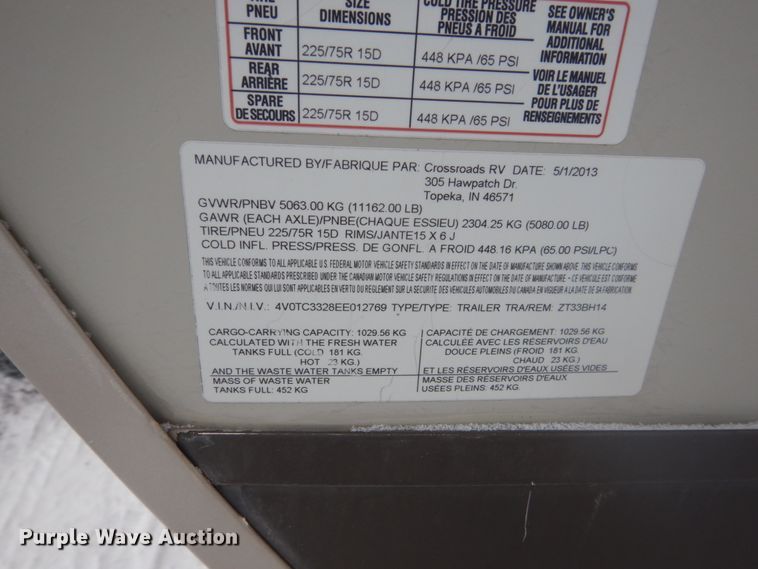 image for item HS9857 2014 CrossRoads Zinger  camper