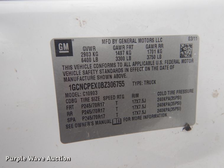 image for item HS9928 2011 Chevrolet Silverado 1500  pickup truck