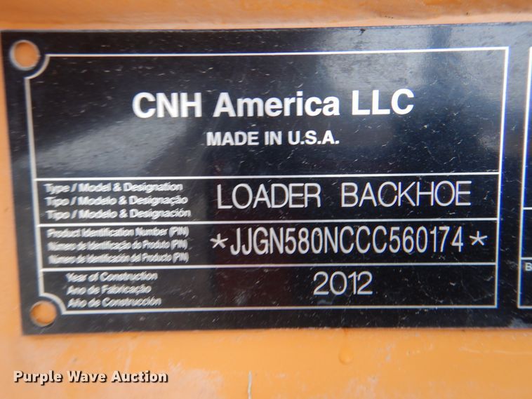 image for item DJ8655 2012 Case 580N  backhoe