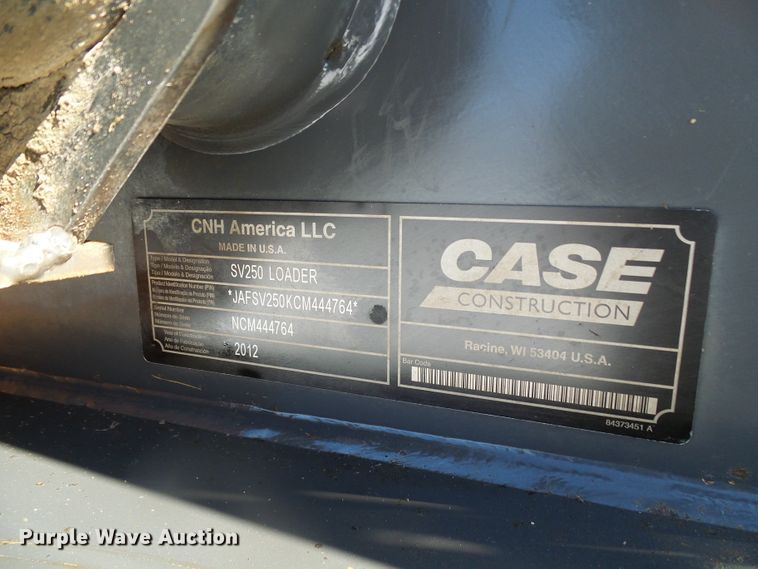 image for item DL0792 2012 Case SV250  skid steer loader