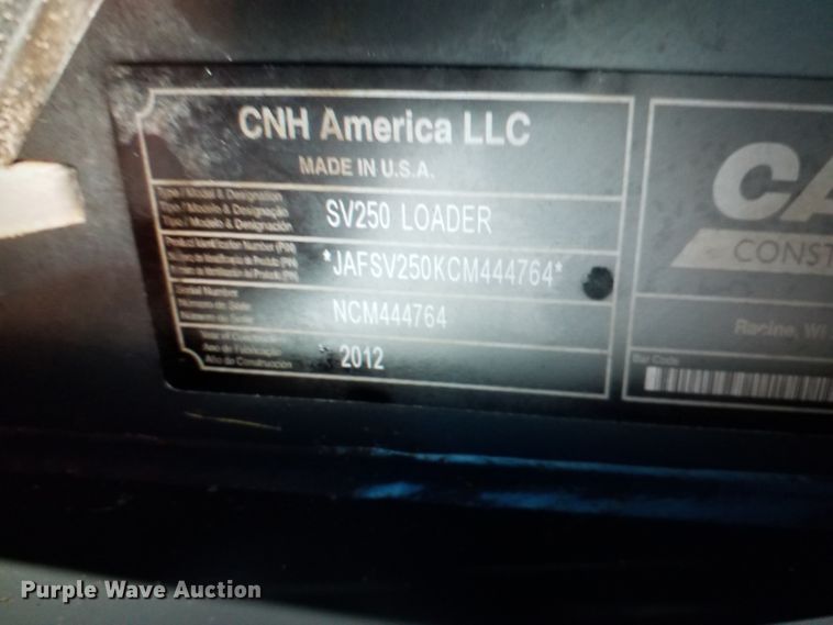 image for item DL0792 2012 Case SV250  skid steer loader