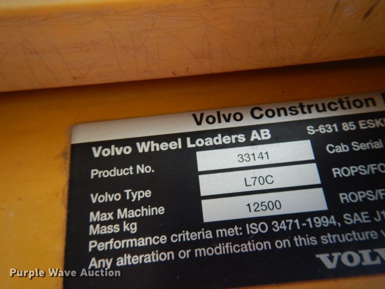 image for item GC9796 1997 Volvo L70C  wheel loader