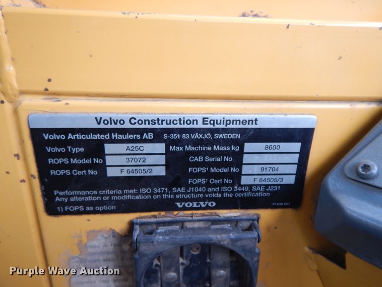 image for item GG9372 1997 Volvo A25C  haul truck