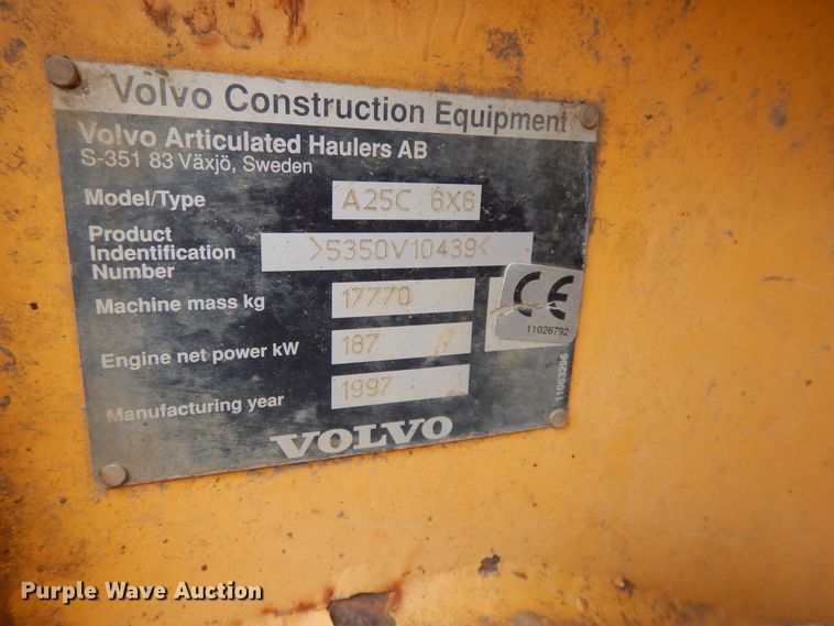 image for item GG9372 1997 Volvo A25C  haul truck