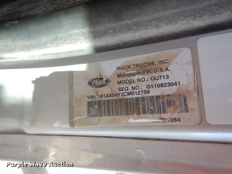 image for item GG9381 2012 Mack GU713  dump truck