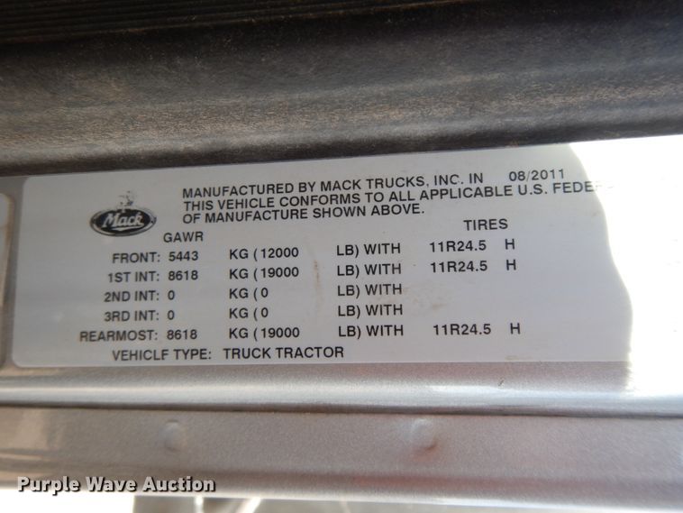 image for item GG9381 2012 Mack GU713  dump truck