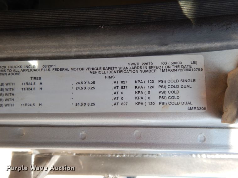 image for item GG9381 2012 Mack GU713  dump truck