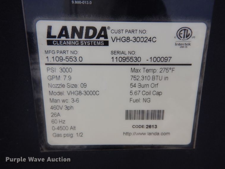 image for item IG9199 Landa VHG8-3000C pressure washer