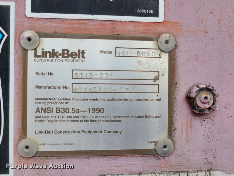image for item DN6009 1993 Link Belt HSP-8050  crane