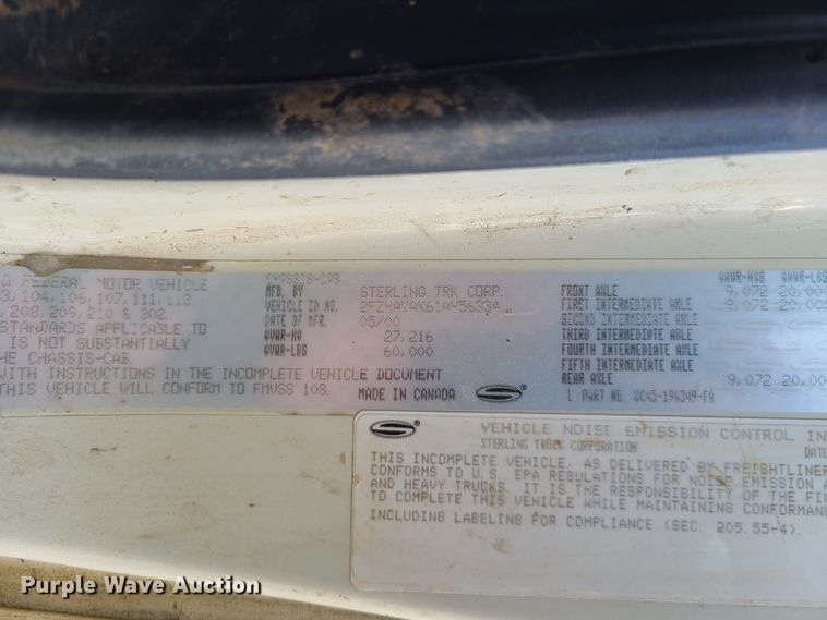 image for item DN6013 2001 Sterling L-Line  crane truck