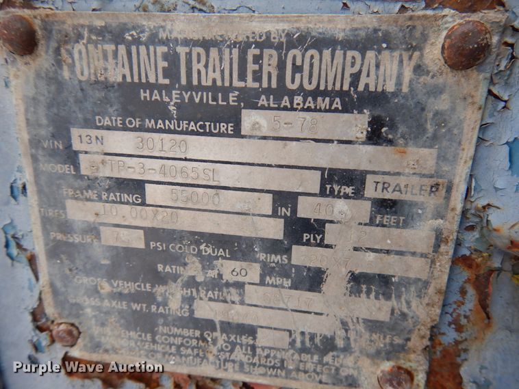 image for item HX9657 1978 Fontaine TP-3-4065SL flatbed trailer