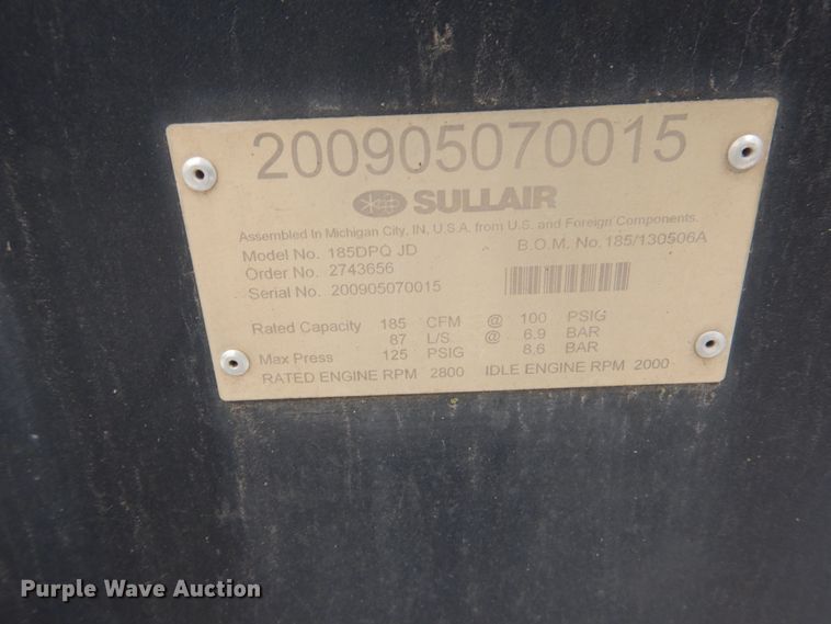 image for item IK9782 Sullair 185DPQ-JD  air compressor