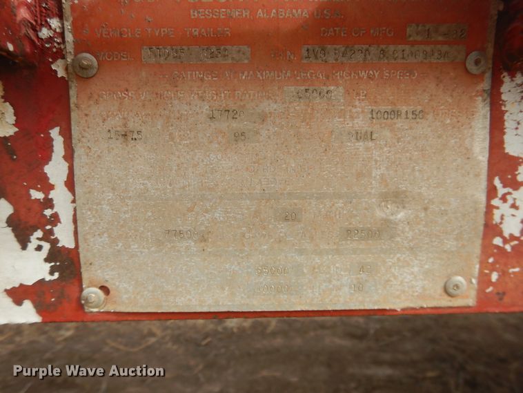 image for item DI3699 1982 Vulcan FTD65-625A drop deck nurse tank trailer